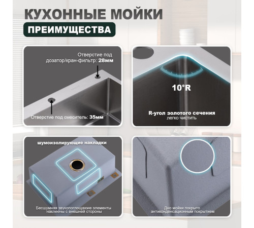Кухонная мойка Splenka S703.7050.05, сатин