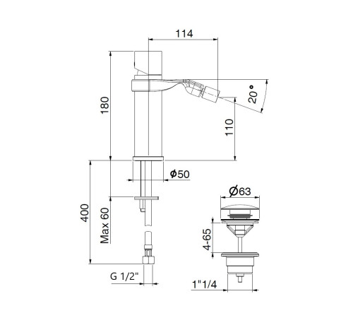 Смеситель для биде Webert ONE-B NB840102741, белый
