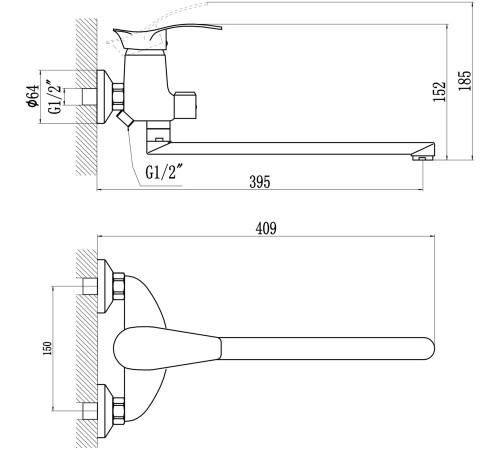 Смеситель для ванны Savol S-T2206, хром