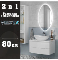 Тумба с раковиной подвесная Velvex Luna tp.LUN.80.2Y, 80 см