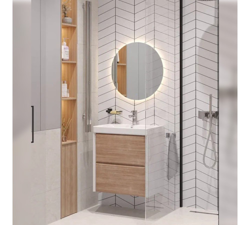 Тумба под раковину подвесная Velvex Gesso tp.GES.9696.60.2Y белый матовый/дуб сонома, 60 см