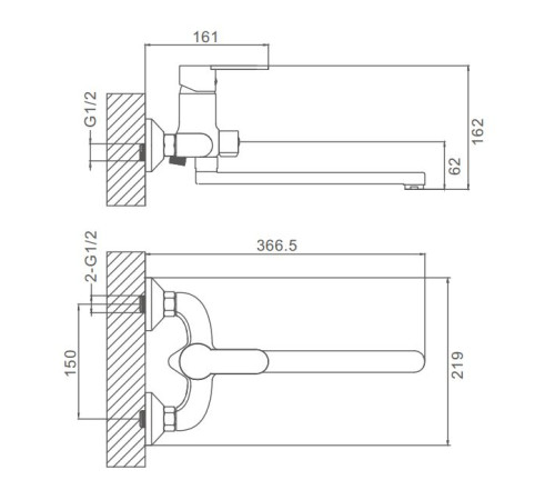Смеситель для ванны Prohanss P64.22.08, белый