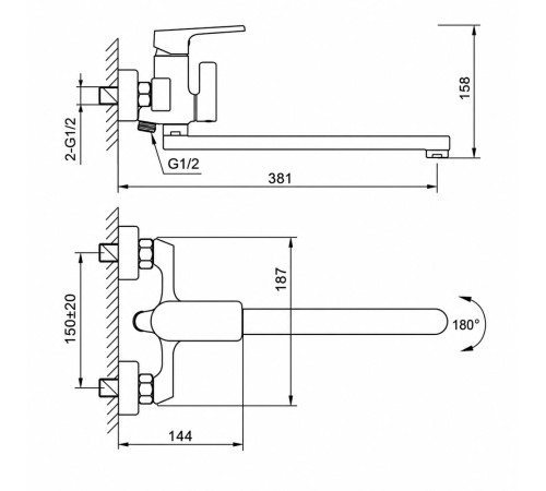 Смеситель для ванны FRAP F2271-9, оружейная сталь