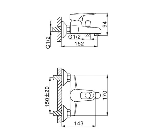 Смеситель для ванны FRAP F3028-B, хром