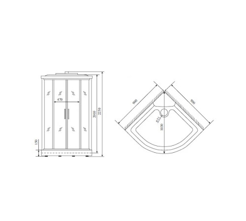 Душевая кабина Timo Standart Black T-6609B, 90x90x220
