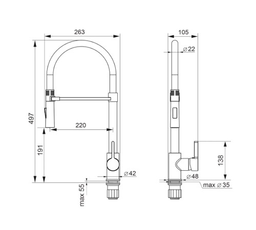 Cмеситель ULGRAN Quartz UQ-024-08, космос