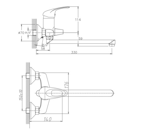 Смеситель для ванны Haiba HB2203, хром