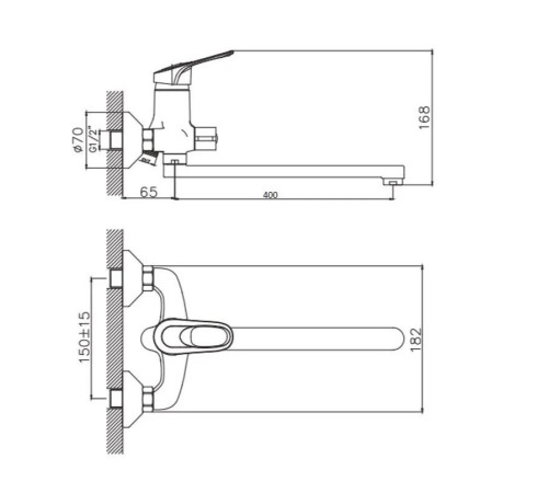 Смеситель для ванны D-Lin D146404, хром