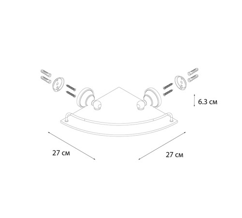 Полка стеклянная угловая Fixsen Bogema FX-78503A