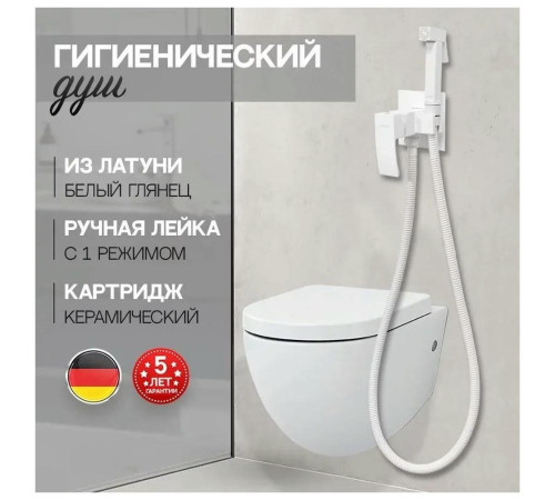 Гигиенический душ со смесителем встраиваемый Hansberge H3077WW, белый