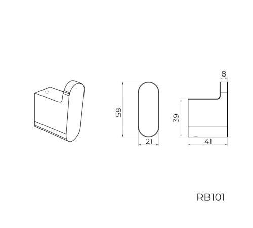 Крючок для ванной комнаты Knotlor RH101BL, черный