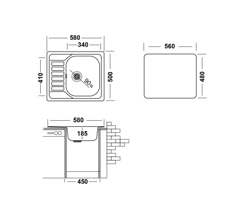 Кухонная мойка UKINOX Гранд GRL580.500 -GT8K 1R, 50*58