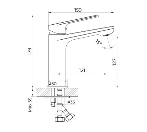 Cмеситель для раковины Knotlor KN-60/GM, оружейная сталь