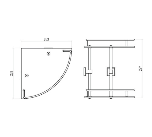 Полка угловая стеклянная Savol S-095322, хром