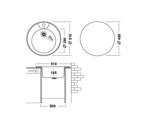 Кухонная мойка UKINOX Фаворит FAP510 -GT8K 0C, 51*51