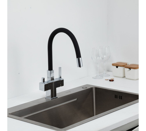 Смеситель для кухни с гибким изливом и подключением фильтра GAPPO G4395-30, хром