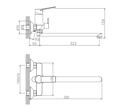 Смеситель для ванны Haiba HB22559, хром