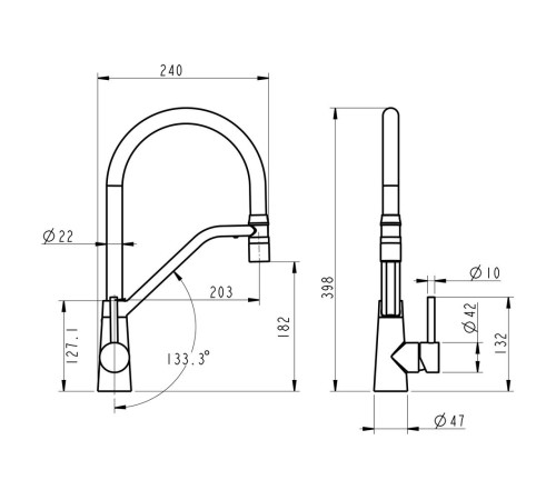 Смеситель для кухни с гибким изливом Fmark FS0352C, матовое золото