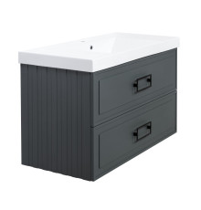 Тумба под раковину подвесная La Fenice Cubo TWIN FNC-01-CUB-G-100-2, серо-зеленая