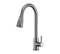 Смеситель для кухни с выдвижным изливом и режимом душ FRAP F60991-9, оружейная сталь