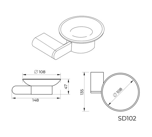 Мыльница Knotlor SD102BL, черный