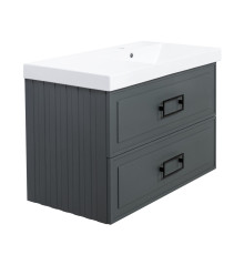 Тумба под раковину подвесная La Fenice Cubo TWIN FNC-01-CUB-G-90-2, серо-зеленая