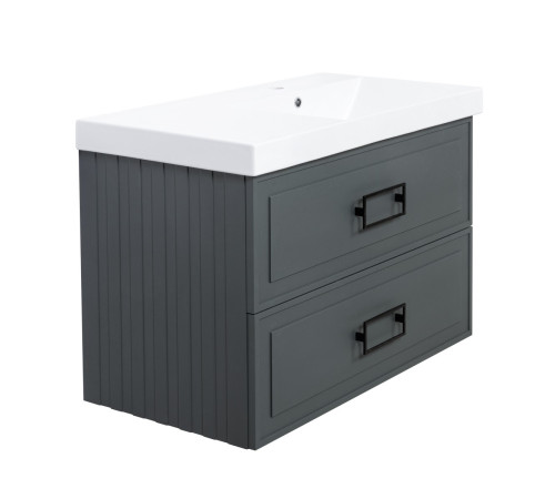 Тумба под раковину подвесная La Fenice Cubo TWIN FNC-01-CUB-G-90-2, серо-зеленая