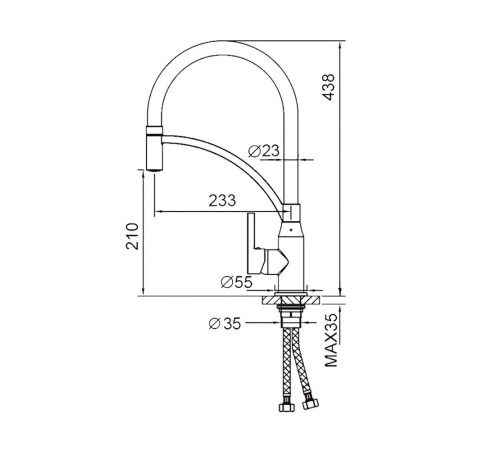 Смеситель для кухни с гибким изливом Haiba HB73644-7, черный
