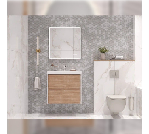 Тумба с раковиной подвесная Velvex Gesso tp.GES.9696.70.2Y белый матовый/дуб сонома, 70 см