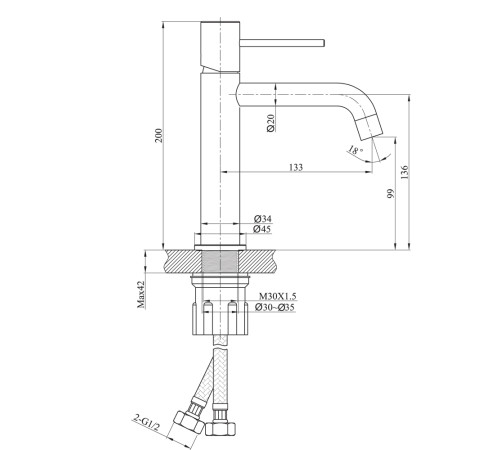 Смеситель для раковины Raiber RPB-001, черный