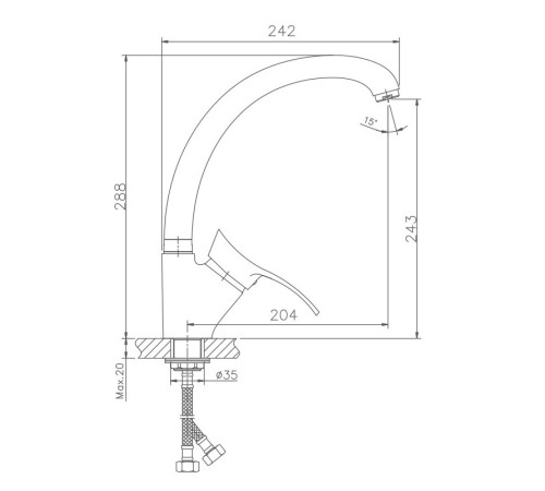 Смеситель для кухни Haiba HB4101-2, хром