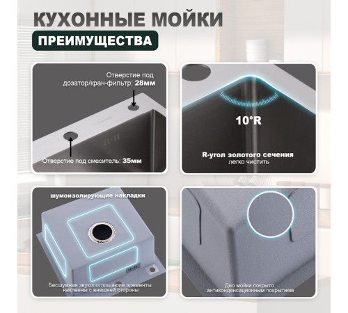 Кухонная мойка Splenka S701.5050.05, сатин