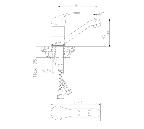 Смеситель для раковины WesnaArt PROF PRO18-220, хром