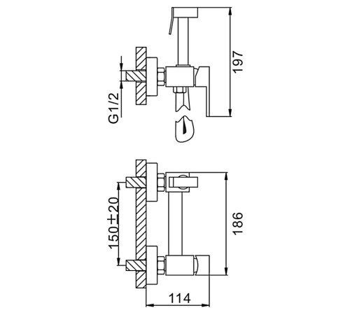 Гигиенический душ со смесителем FRAP F7504, хром