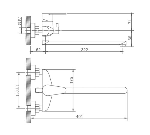 Смеситель для ванны Haiba HB22801-2, сталь