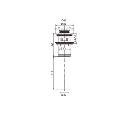 Донный клапан для раковины с переливом Maretti AC19P11560, черный