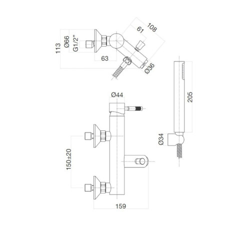 Смеситель для ванны Webert Rimini RI850101740, белый