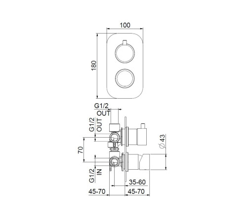 Смеситель для душа встраиваемый Webert ONE-B NB880601740, белый