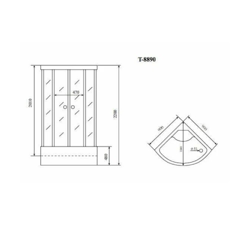 Душевая кабина Timo Comfort Fabric Glass T-8890F, 90x90x220