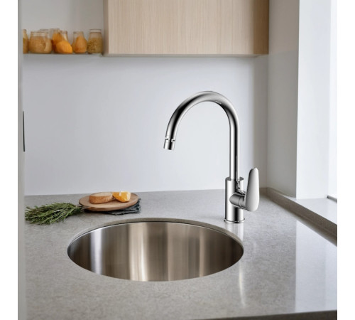 Смеситель для кухни с аэратором на шарнире Voda Splash SPL519flex/SPL519F, хром