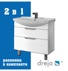 Тумба с раковиной подвесная/напольная Dreja Laguna Plus 105 см, белый