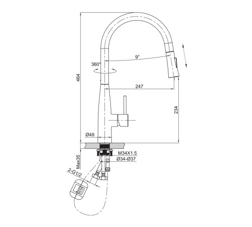 Смеситель для кухни Raiber RPB-011, черный