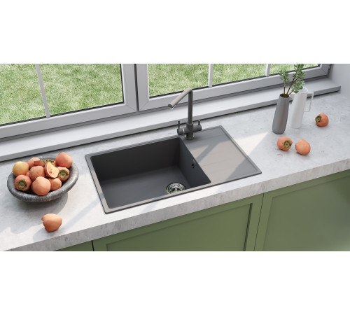 Кухонная мойка Ulgran Quartz Prima 860-09, мокрый асфальт