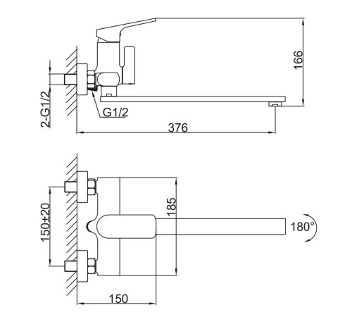 Смеситель для ванны FRAP F2286-6, черный