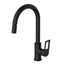 Смеситель для кухни с аэратором на шарнире Voda Surf Black SF519BAR, черный