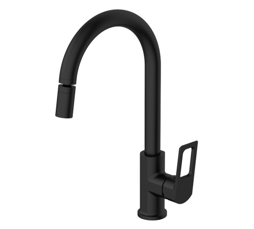 Смеситель для кухни с аэратором на шарнире Voda Surf Black SF519BAR, черный