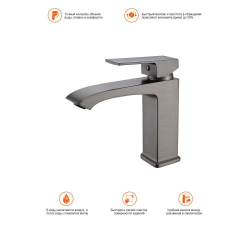 Смеситель для раковины Prohanss P60.10.09, графит