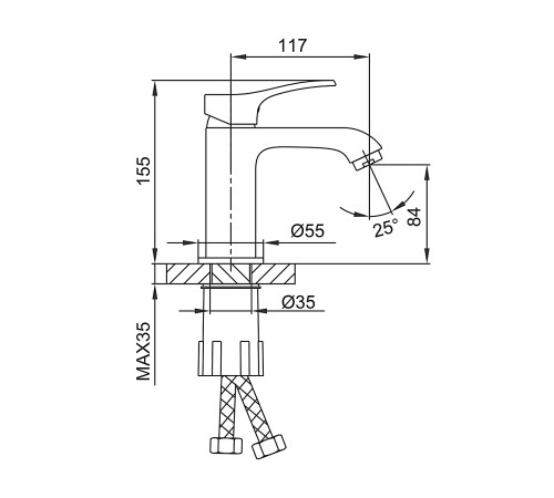 Смеситель для раковины Frap F1075-9, оружейная сталь