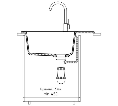 Кухонная мойка GranFest RONDO 580L, серый