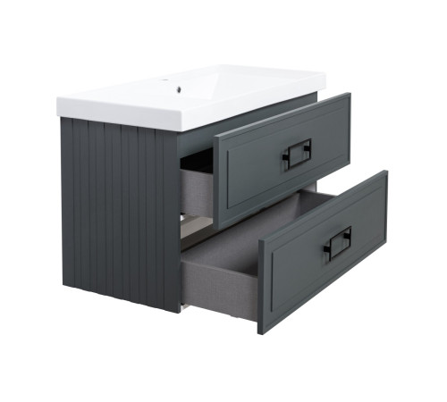 Тумба под раковину подвесная La Fenice Cubo TWIN FNC-01-CUB-G-100-2, серо-зеленая